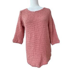 Crochet Sweater Open Knit Peach Orange Tunic